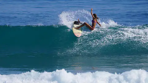 Surfer riding a wave