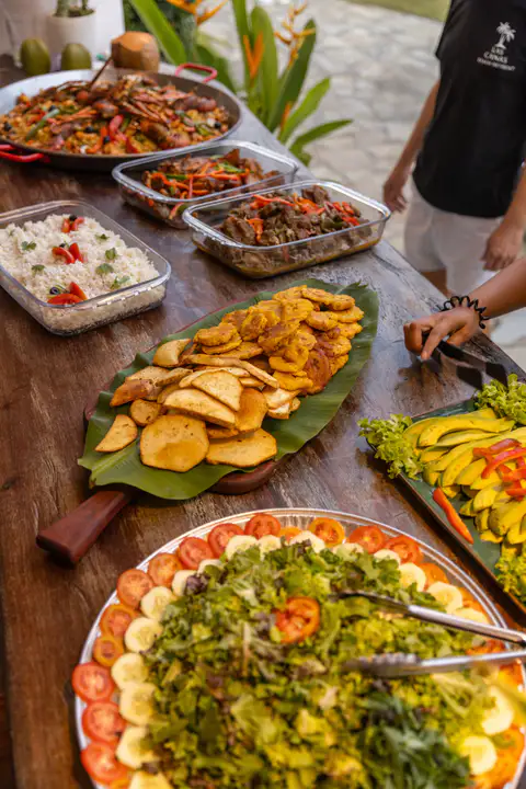 Platters of food prepared by the retreat chef